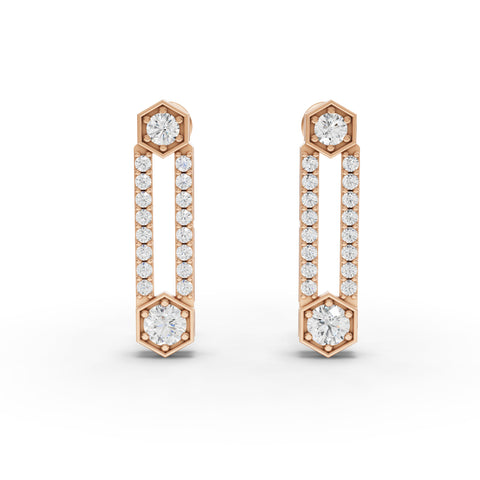 1.08 Ct Hexagon Vertical Bar Lab Diamond Drop Earrings