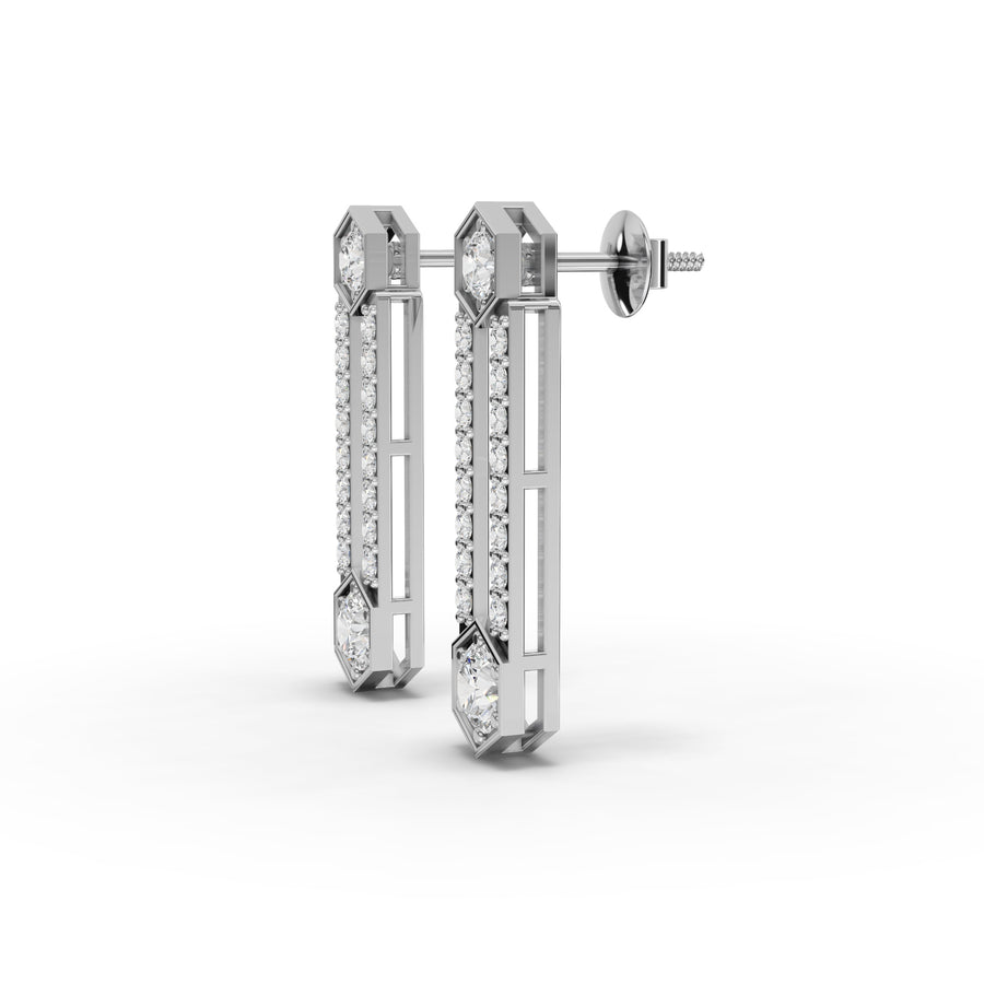 1.08 Ct Hexagon Round Drop Earrings
