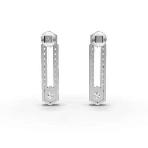 1.08 Ct Hexagon Vertical Bar Lab Diamond Drop Earrings