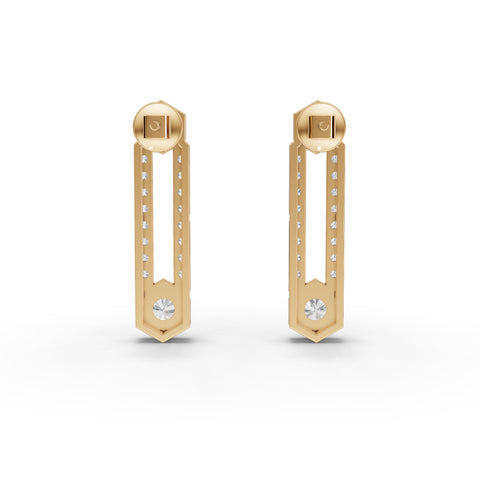 Lab-Grown Diamond Hexagon Geometric Jewelry Set – Eternity Band, Vertical Bar Necklace & Drop Earrings
