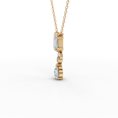 Emerald-Cut Lab-Grown Diamond Jewelry Set: Drop Necklace, Drop Earrings & Floral Cluster Ring