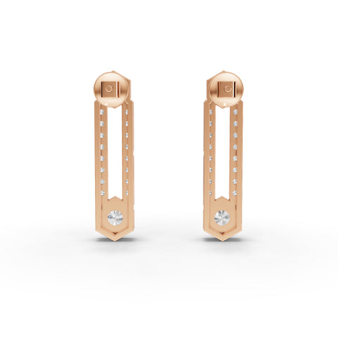 Lab-Grown Diamond Hexagon Geometric Jewelry Set – Eternity Band, Vertical Bar Necklace & Drop Earrings