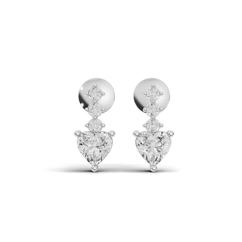 3.08 Ct Heart-Cut Graduated Lab Diamond Bridal Jewelry Set