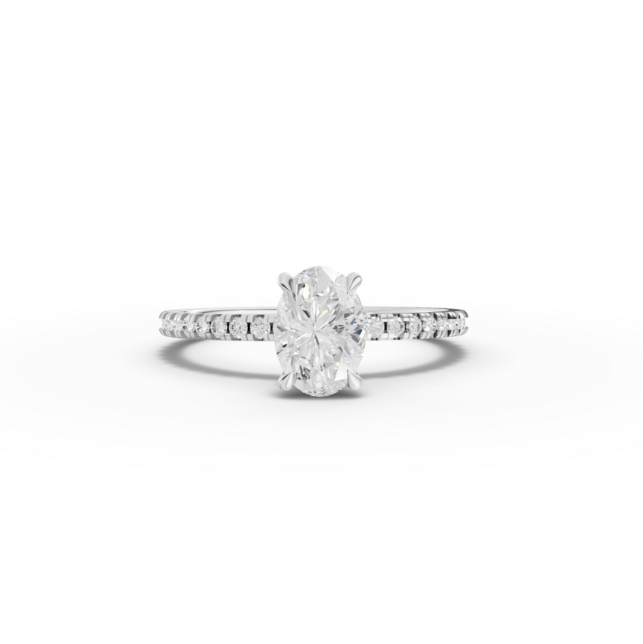 0.98 CT Oval Hidden Halo Pavé Ring