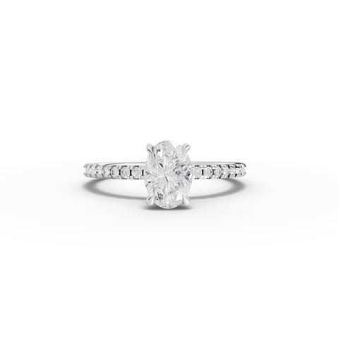 0.98 CT Oval Hidden Halo Pavé Ring