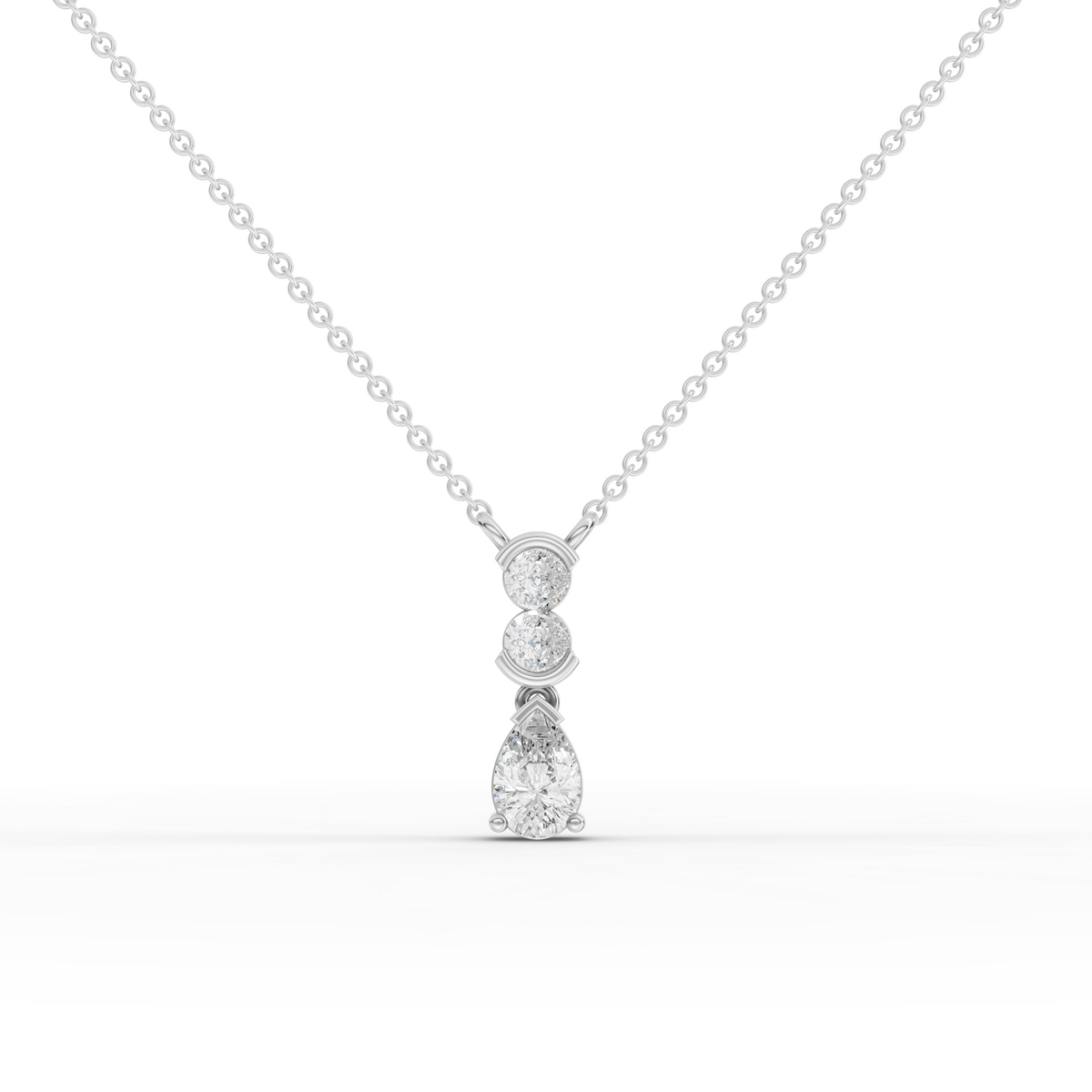 Lab Grown Diamond Vertical Drop Necklace with Pear Cut Design