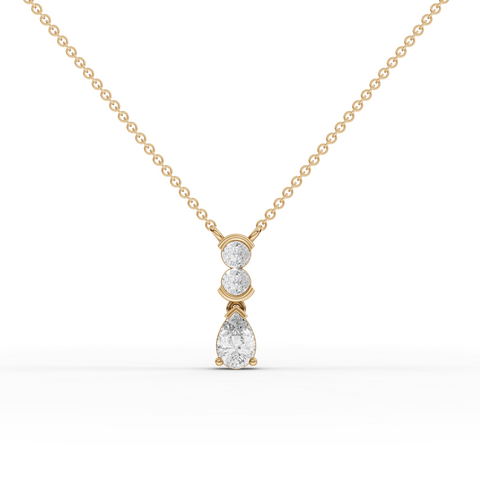 Lab Grown Diamond Vertical Drop Necklace with Pear Cut Design