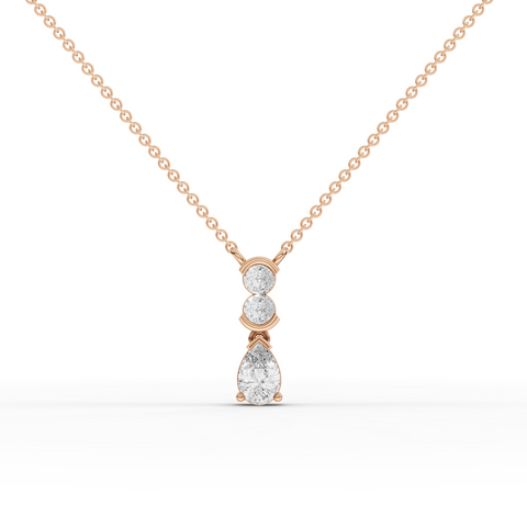 Lab Grown Diamond Vertical Drop Necklace with Pear Cut Design