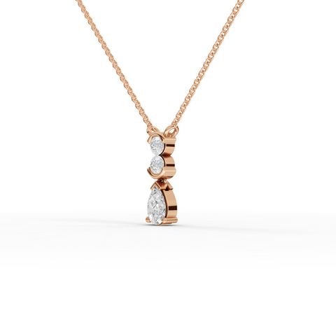 Lab Grown Diamond Vertical Drop Necklace with Pear Cut Design