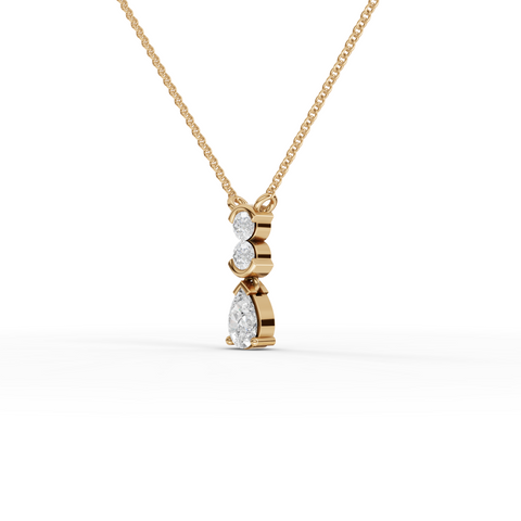 Lab Grown Diamond Vertical Drop Necklace with Pear Cut Design