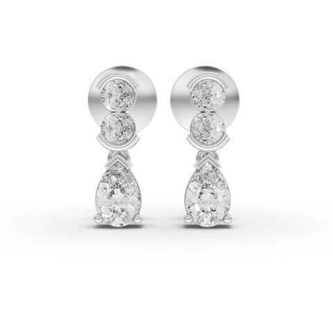 1.12 Ct Pear Drop Lab Diamond Earrings with Round Bezel Accents