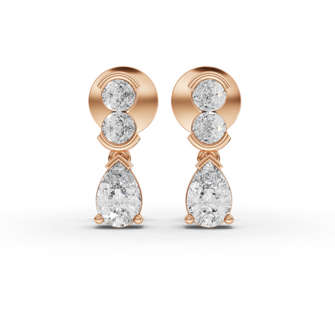 1.12 Ct Pear Drop Lab Diamond Earrings with Round Bezel Accents