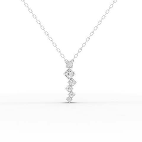 Lab-Grown Diamond Stacked Square Geometric Drop Necklace