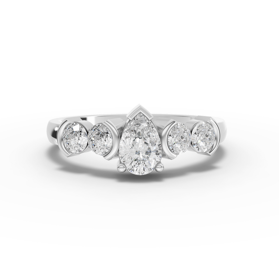0.76 ct pear lab diamond ring with round accent stones in a refined fine jewelry setting
