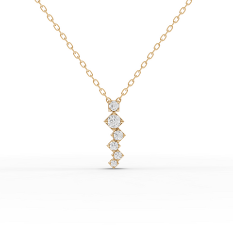 Lab-Grown Diamond Stacked Square Geometric Drop Necklace