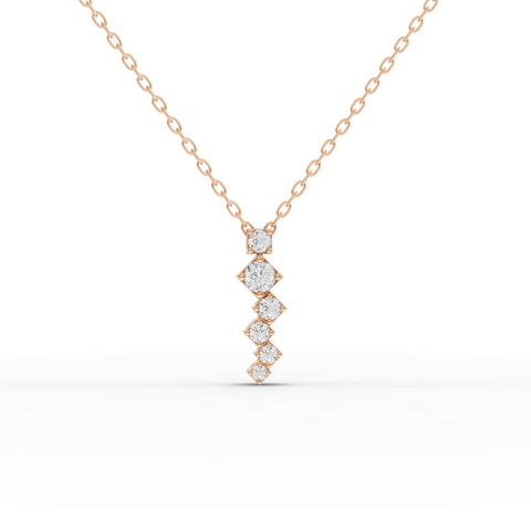 Lab-Grown Diamond Stacked Square Geometric Drop Necklace