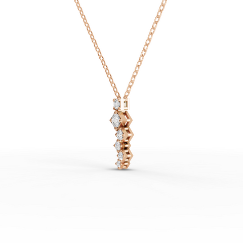 Lab-Grown Diamond Stacked Square Geometric Drop Necklace