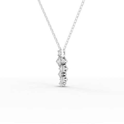 Lab-Grown Diamond Stacked Square Geometric Drop Necklace