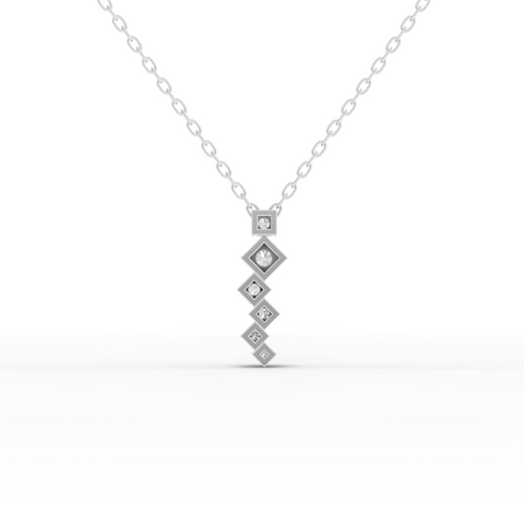Lab-Grown Diamond Stacked Square Geometric Drop Necklace