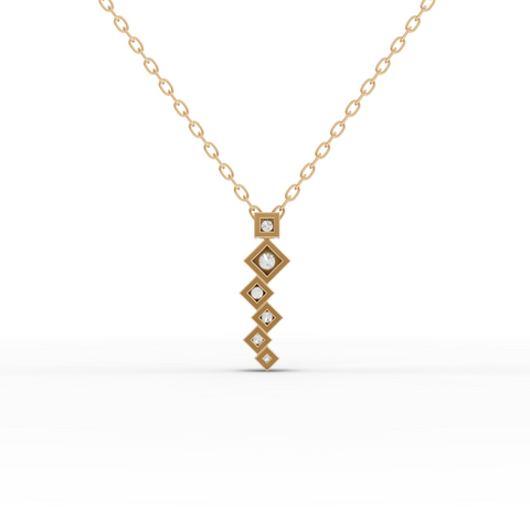 Lab-Grown Diamond Stacked Square Geometric Drop Necklace