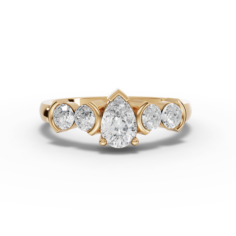 0.76 Ct Pear Lab Diamond Ring with Round Accent Stones