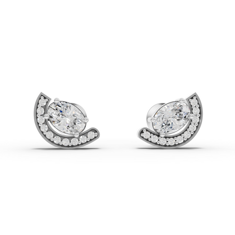 2.21 Ct Oval Lab Diamond Halo Stud Earrings 2.00 Ct Center