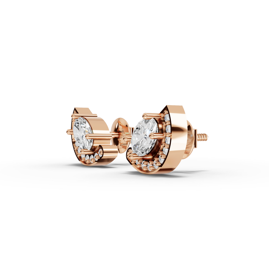 2.21 Ct Oval Halo Lab Diamond Studs
