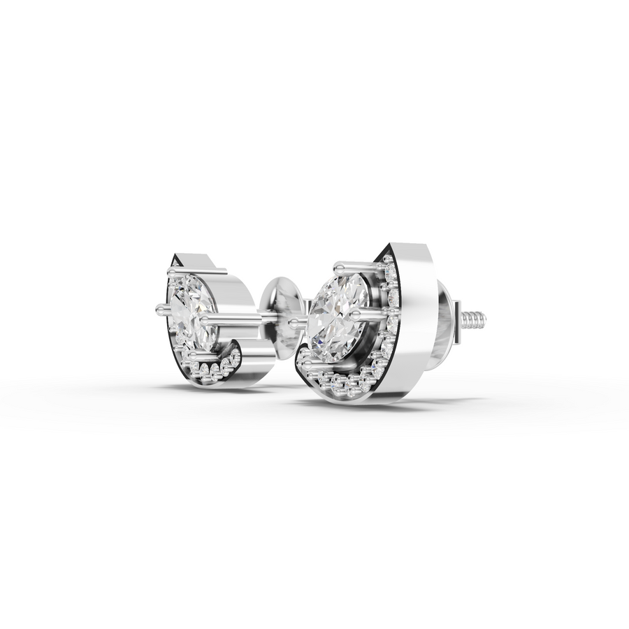 2.21 Ct Oval Halo Lab Diamond Studs