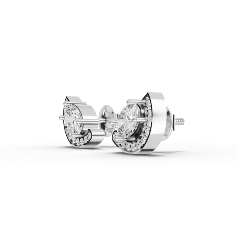 2.21 Ct Oval Lab Diamond Halo Stud Earrings 2.00 Ct Center