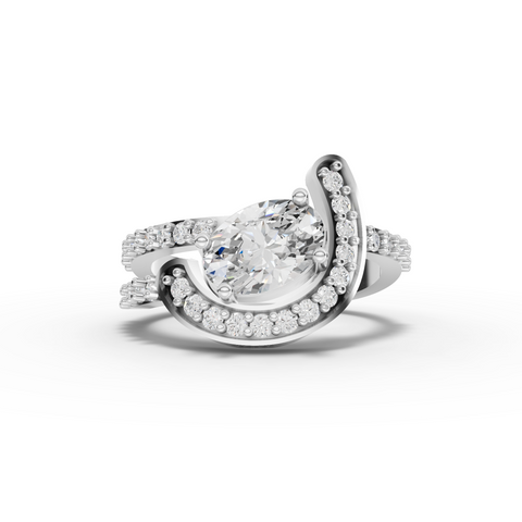1.40 Ct Oval Lab Diamond Halo Open Wrap Ring 1.00 Ct Center