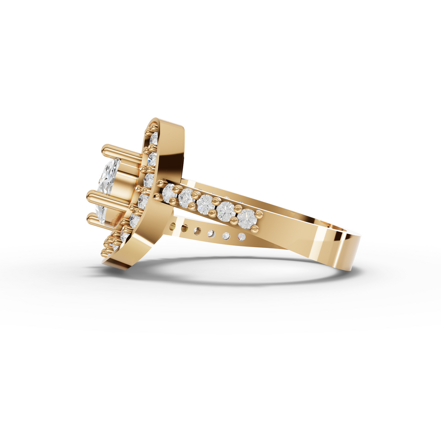 1.40 Ct Oval Halo Open Wrap Ring