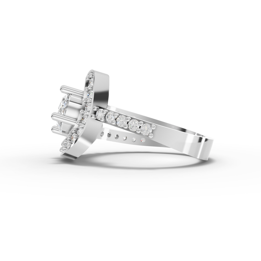 1.40 Ct Oval Halo Open Wrap Ring