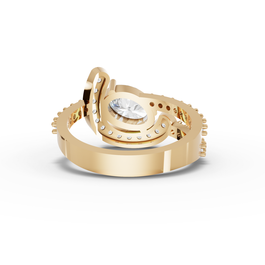 1.40 Ct Oval Halo Open Wrap Ring