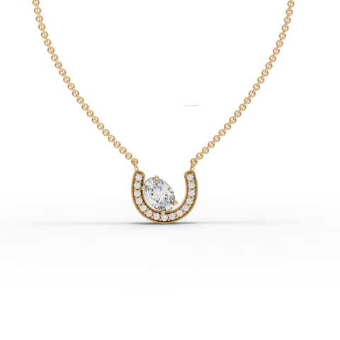 Lab Grown Pear Diamond Horseshoe Halo Pendant Necklace