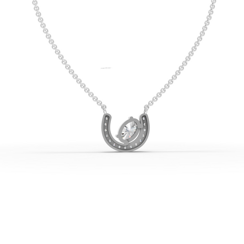 Lab Grown Pear Diamond Horseshoe Halo Pendant Necklace