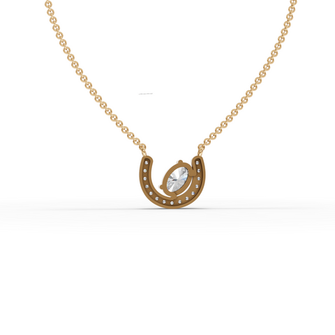 Lab Grown Pear Diamond Horseshoe Halo Pendant Necklace
