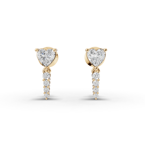 1.16 Ct Heart Lab Diamond Linear Drop Earrings