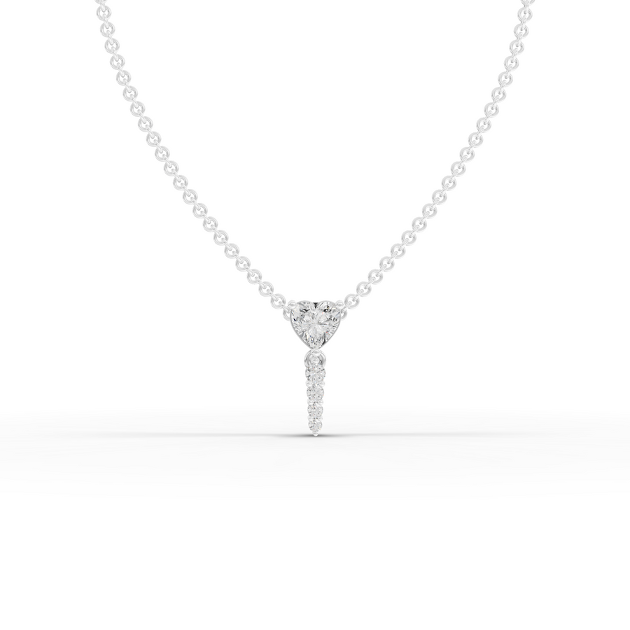 0.58 ct heart lab diamond drop pendant necklace with 0.50 ct center stone in a refined heart silhouette