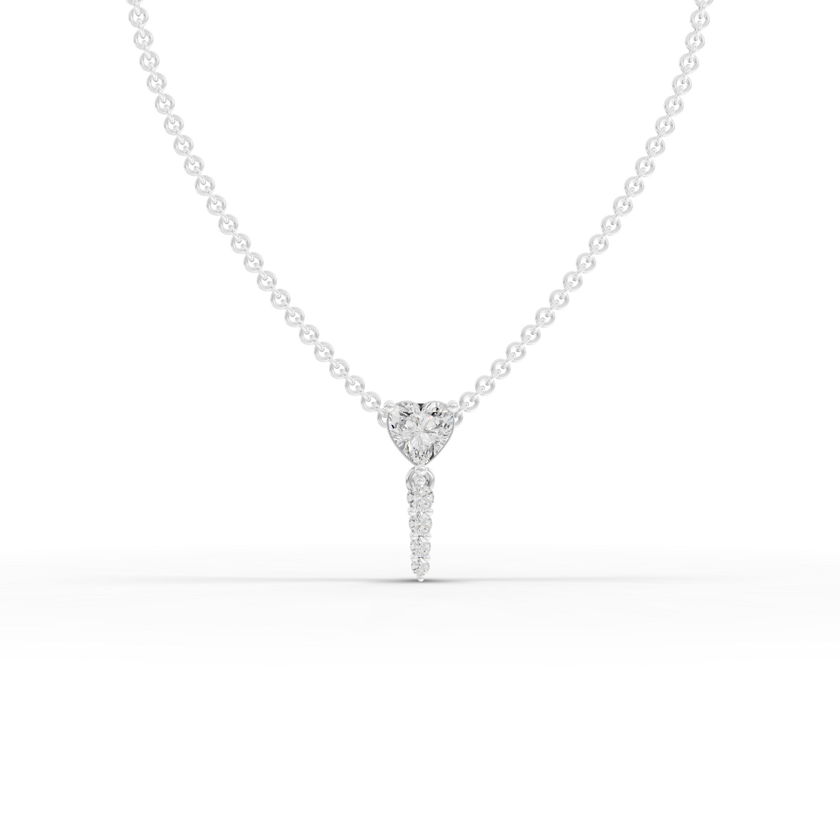 0.58 Ct Heart Lab Diamond Drop Pendant Necklace 0.50 Ct Center