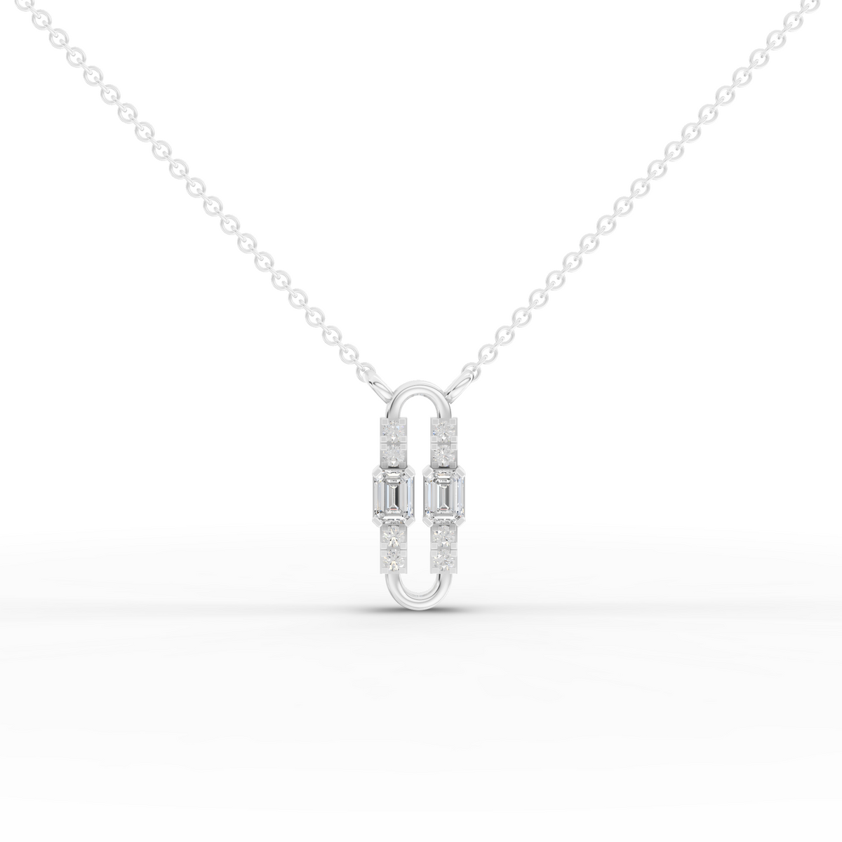 0.25 Ct Emerald Lab Diamond Geometric Link Pendant Necklace