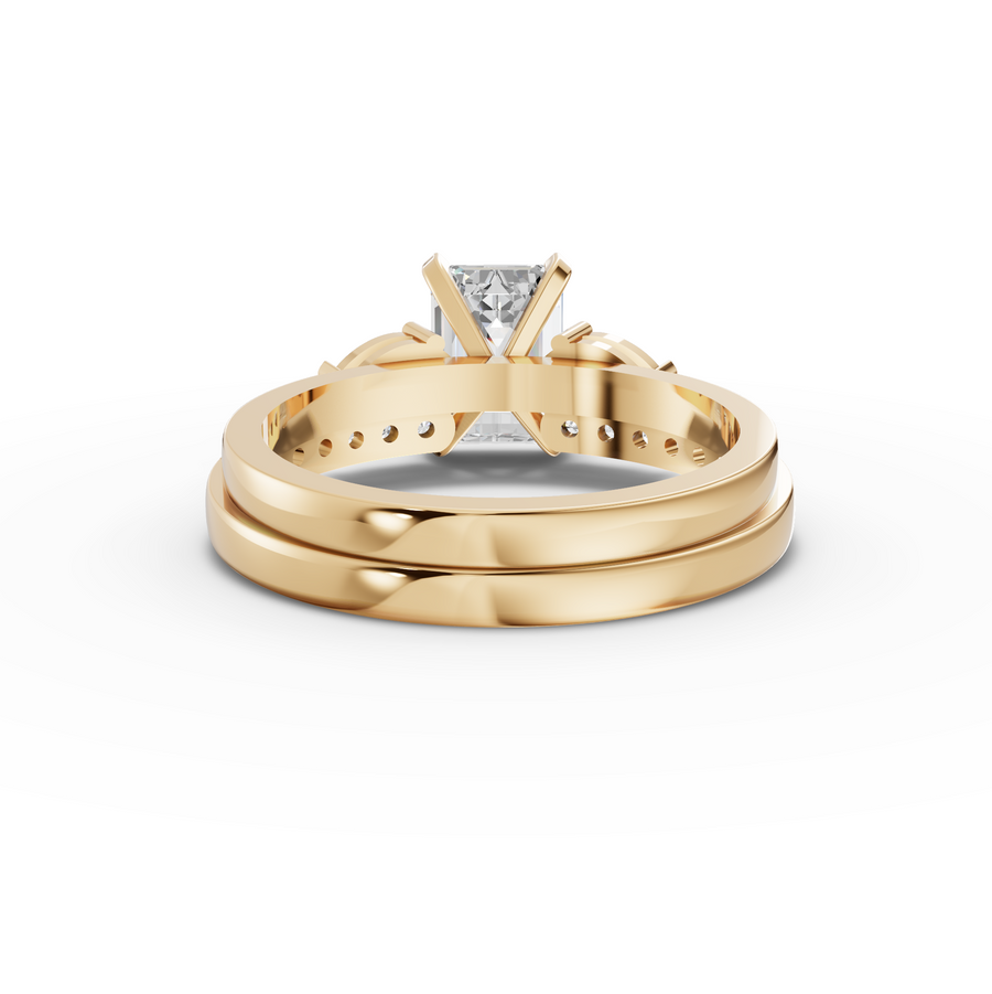 1.36 Ct Emerald Lab Diamond Bridal Set with Accent Band 1.00 Ct