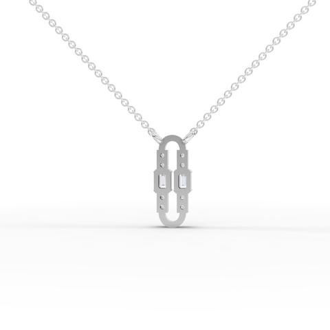 Lab Grown Diamond Emerald Cut Link Jewelry Set with Paperclip Pendant Necklace, Drop Earrings and Open Ring