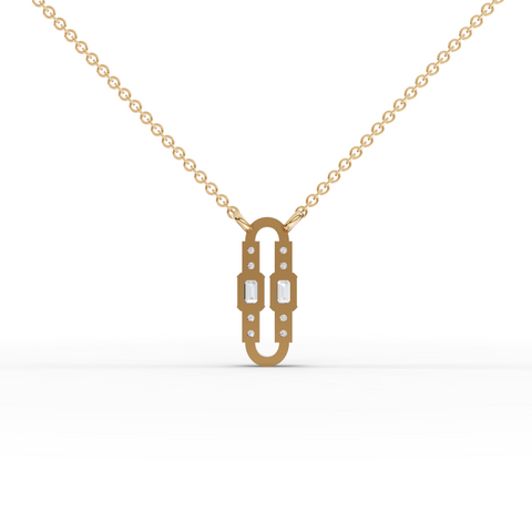 Lab Grown Diamond Emerald Cut Link Jewelry Set with Paperclip Pendant Necklace, Drop Earrings and Open Ring