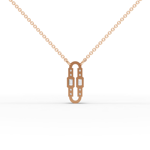 Lab Grown Diamond Emerald Cut Link Jewelry Set with Paperclip Pendant Necklace Drop Earrings and Open Ring