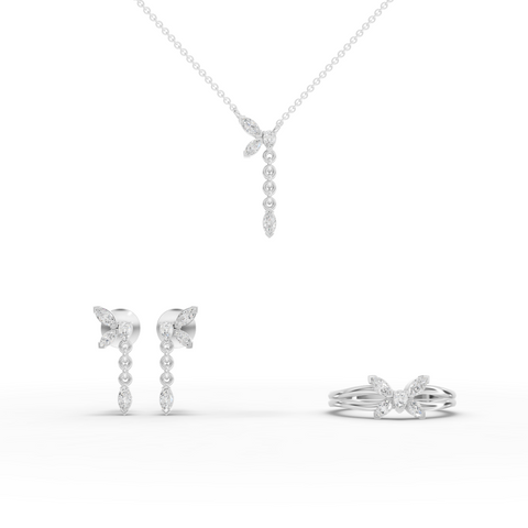 0.85 Ct Marquise Butterfly Lab Diamond Jewelry Set