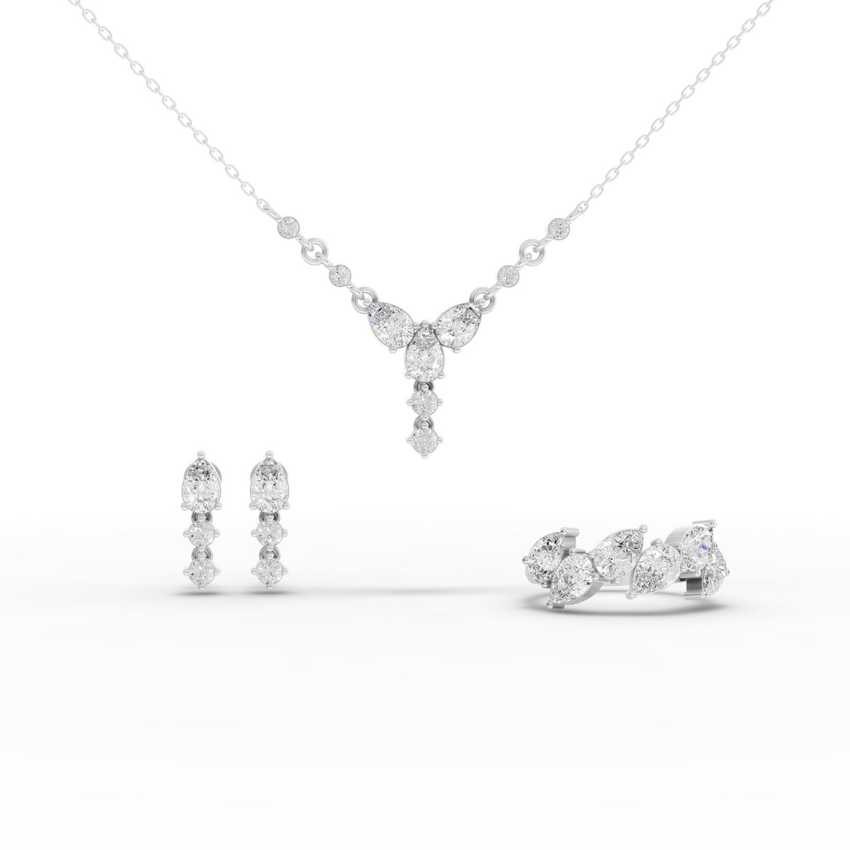 4.52 Ct Floral Drop Lab Grown Diamond Jewelry Set