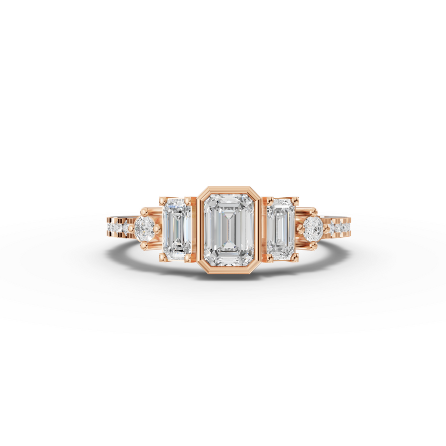 2.84 Ct Emerald With Round Statement Lab Diamond Set