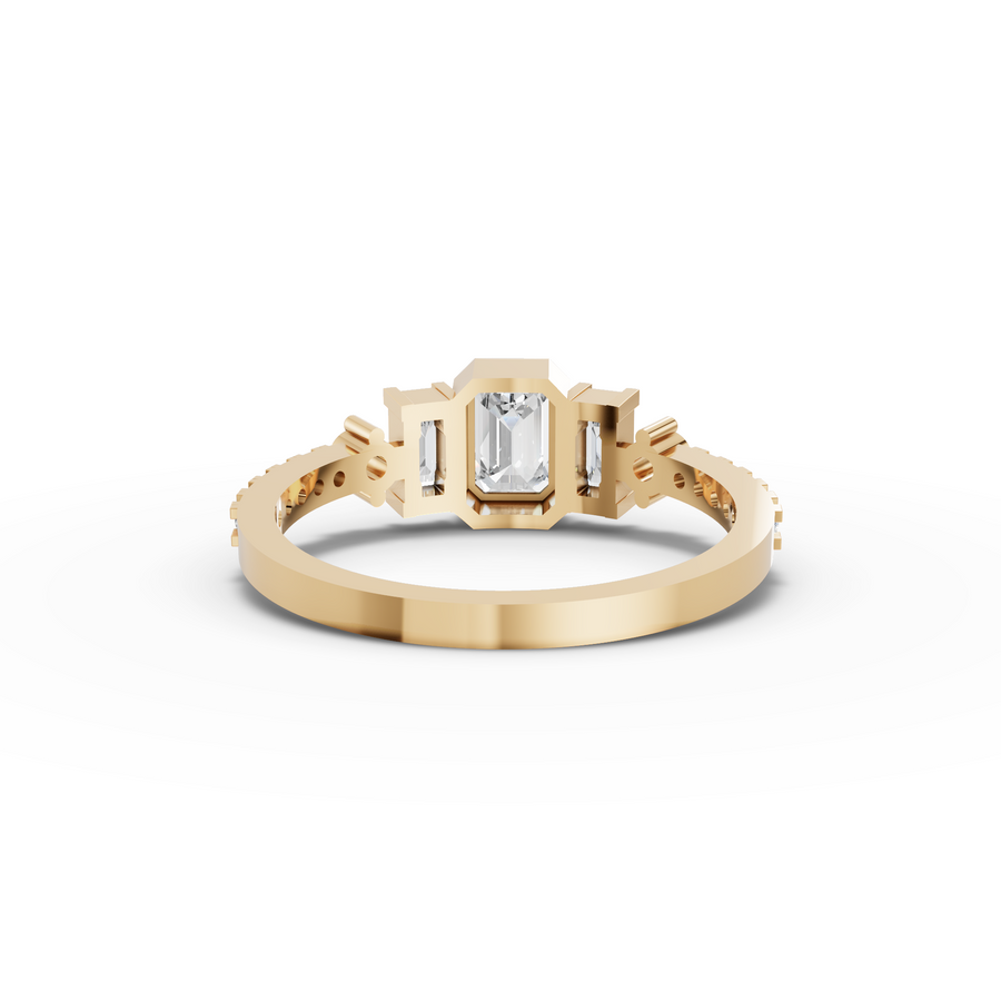 0.87 Ct Emerald Three Stone Lab Diamond Ring