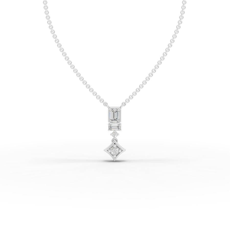 0.68 ct emerald cut lab grown diamond drop necklace with elegant chain pendant