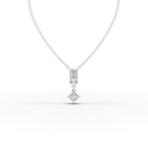 Lab Grown Emerald Cut Diamond Drop Jewelry Set with Earrings, Necklace and Engagement Ring